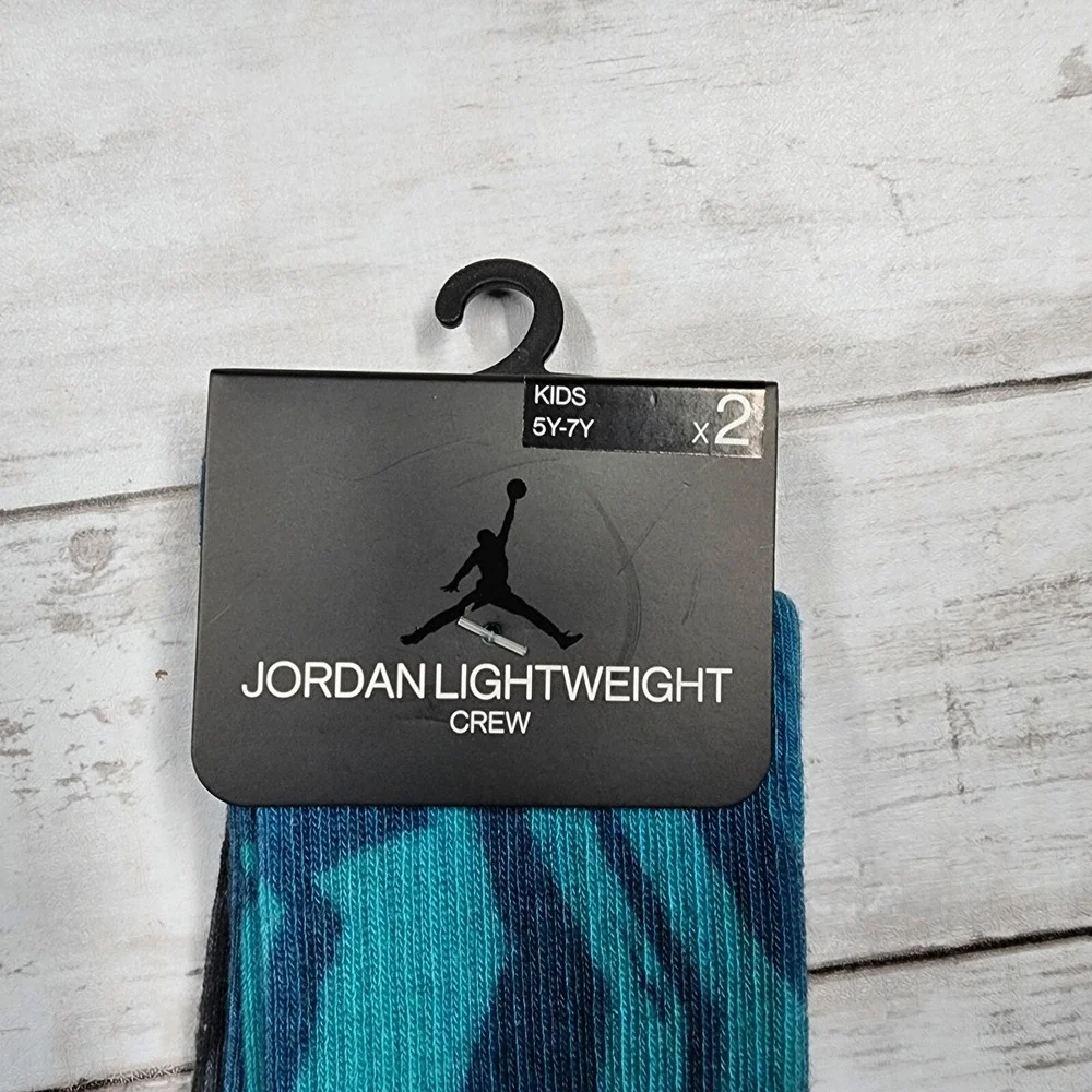 Sz 5Y - 7Y NIKE Jordan Lightweight Crew Print 2PK Sock‎ BJ0533 U41 - New
